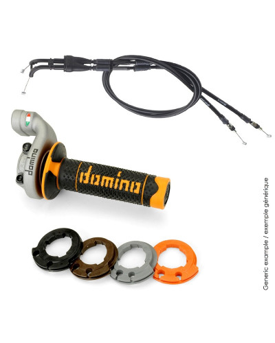 Poignées Moto DOMINO Kit poignées DOMINO KRK Evo avec câbles revêtements blanc/bleu