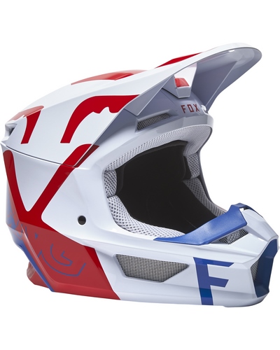 Casque Moto Cross FOX V1 Skew blanc-rouge