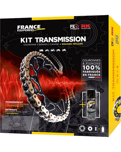 Kit Chaine Moto FRANCE EQUIPEMENT Cour.ACIER YBR.125 CUSTOM '08/16 14X43 RK428FEX