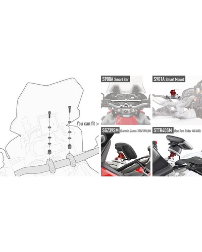 Pièces Détachées Top Case Moto GIVI Kit de fixation pour S900A Smart Bar