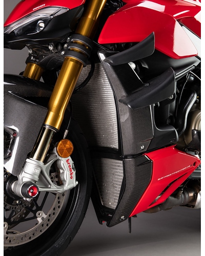 Protection Radiateur Moto LIGHTECH Protection de radiateur latérale supérieure LIGHTECH carbone matte - Ducati Streetfighter V4