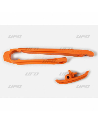 Pions Bras Oscillant Moto UFO Kit patin de bras oscillant + patin de chaîne inférieur UFO orange KTM