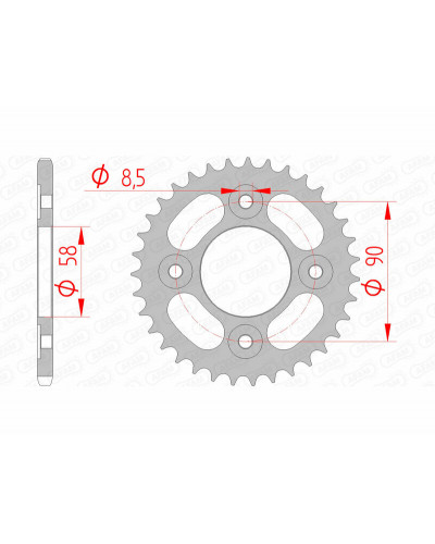 Couronne Moto AFAM Couronne AFAM 35 dents acier pas 420 type 10117 Honda MSX125