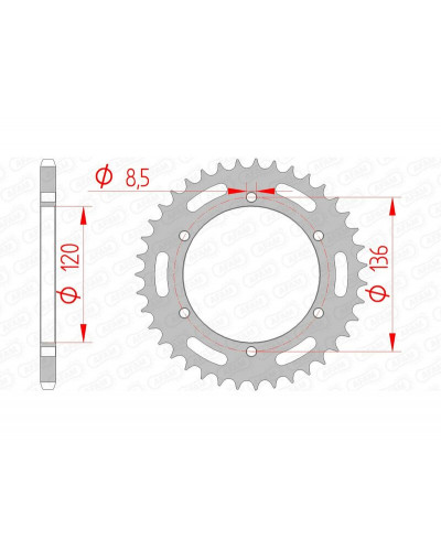 Couronne Moto AFAM Couronne AFAM 39 dents acier pas 520 type 12304 Yamaha