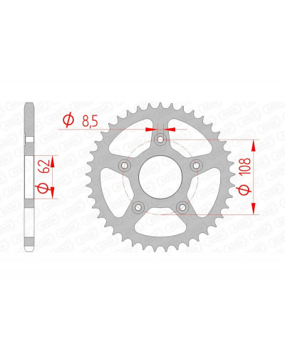 Couronne Moto AFAM Couronne AFAM 39 dents acier pas 520 type 44203