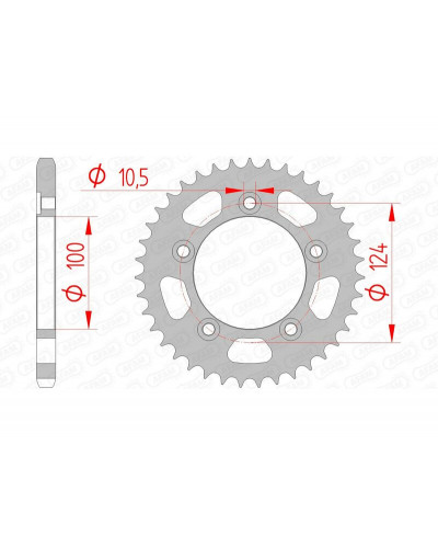 Couronne Moto AFAM Couronne AFAM 39 dents acier pas 525 type 50612 Ducati