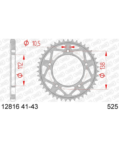 Couronne Moto AFAM Couronne AFAM 40 dents acier pas 525 type 12816 Yamaha YZF-R1