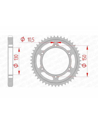 Couronne Moto AFAM Couronne AFAM 40 dents acier pas 530 type 12801 Yamaha