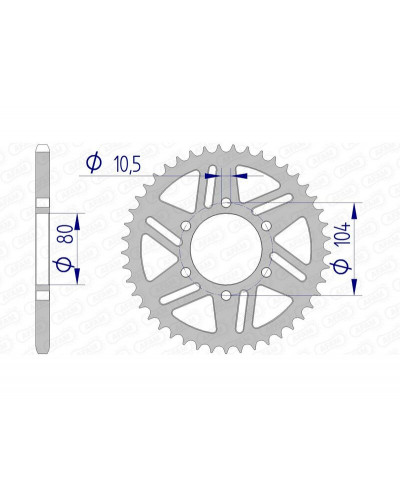 Couronne Moto AFAM Couronne AFAM 40 dents alu pas 520 type 17606 Kawasaki