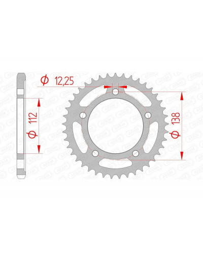 Couronne Moto AFAM Couronne AFAM 41 dents acier pas 525 type 10517 Honda CBF500