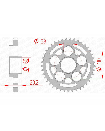 Couronne Moto AFAM Couronne AFAM 41 dents acier pas 525 type 50800 Ducati