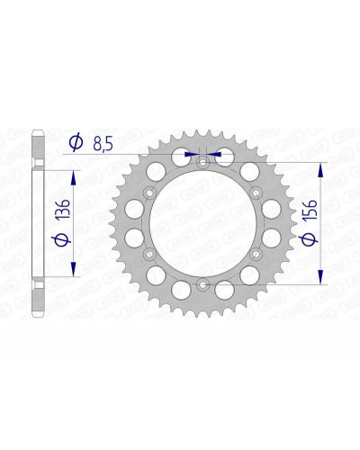 Couronne Moto AFAM Couronne AFAM 44 dents alu pas 520 type 15206N