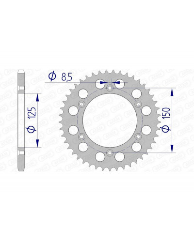 Couronne Moto AFAM Couronne AFAM 44 dents alu pas 520 type 72304N