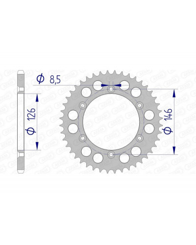 Couronne Moto AFAM Couronne AFAM 45 dents alu pas 520 type 15203N Suzuki