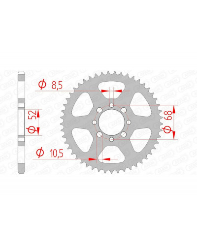 Couronne Moto AFAM Couronne AFAM 46 dents acier pas 420 type 14100 Kawasaki AE80