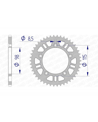 Couronne Moto AFAM Couronne AFAM 46 dents alu pas 420 type 72101N