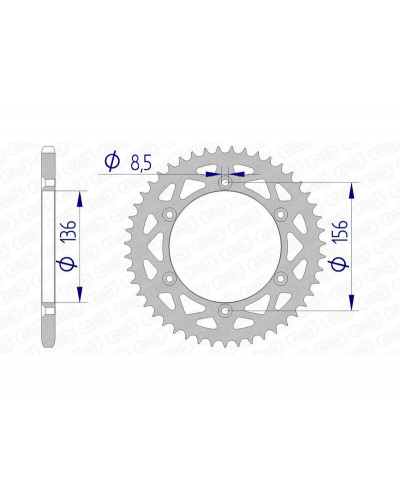 Couronne Moto AFAM Couronne AFAM 47 dents alu pas 520 type 15206N