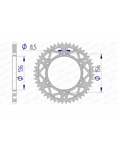 Couronne Moto AFAM Couronne AFAM 48 dents alu pas 520 type 15206