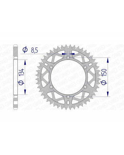 Couronne Moto AFAM Couronne AFAM 49 dents alu pas 520 type 17206