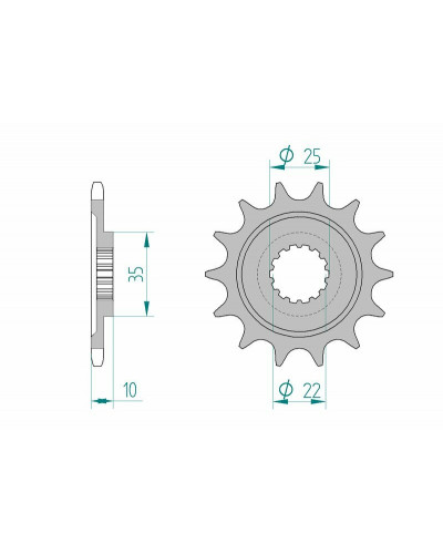 Pignon Moto AFAM Pignon AFAM 14 dents acier type 94604 pas 520 MV (AGUSTA) F4 750 S Brutale