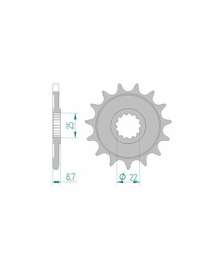 Pignon Moto AFAM Pignon AFAM 15 dents acier type 28405 pas 525 KAWASAKI ZX 9 R ZX900