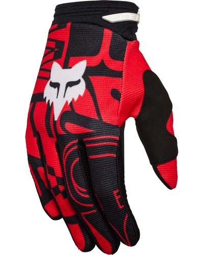 Gants Moto Cross FOX 180 Race Spec enfant noir-rouge fluo