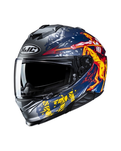 Casque Intégral Moto HJC I-71 Taurus bleu-jaune