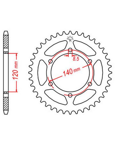 Couronne Moto JT Couronne alu JTR475.44