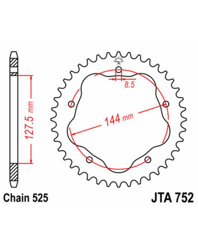 Couronne Moto JT SPROCKETS Couronne alu 36 dents JT Sprockets ultra-light type 752 chaîne 525 ultra-light DUCATI 916  996  998