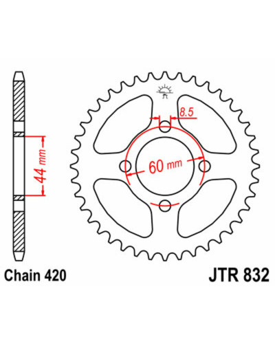 Couronne Moto JT SPROCKETS Couronne JT SPROCKETS 39 dents acier pas 420 type 832