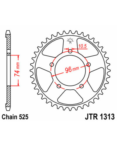 Couronne Moto JT SPROCKETS Couronne JT SPROCKETS 40 dents acier pas 525 type 1313