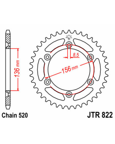 Couronne Moto JT SPROCKETS Couronne JT SPROCKETS 41 dents acier pas 520 type 822 Suzuki DR350SE