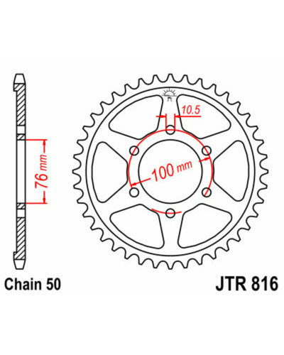 Couronne Moto JT SPROCKETS Couronne JT SPROCKETS 42 dents acier pas 530 type 816