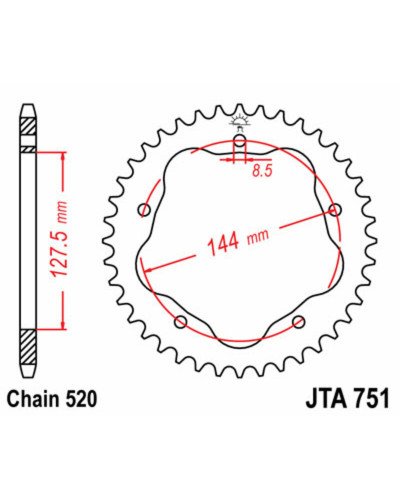 Couronne Moto JT SPROCKETS Couronne JT SPROCKETS 42 dents alu ultra-light anti-boue pas 520 type 751