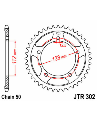 Couronne Moto JT SPROCKETS Couronne JT SPROCKETS 43 dents acier pas 530 type 302