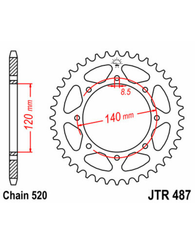 Couronne Moto JT SPROCKETS Couronne JT SPROCKETS 44 dents acier pas 520 type 487