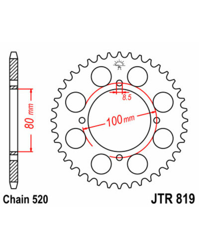 Couronne Moto JT SPROCKETS Couronne JT SPROCKETS 46 dents acier pas 520 type 819 Suzuki GS250