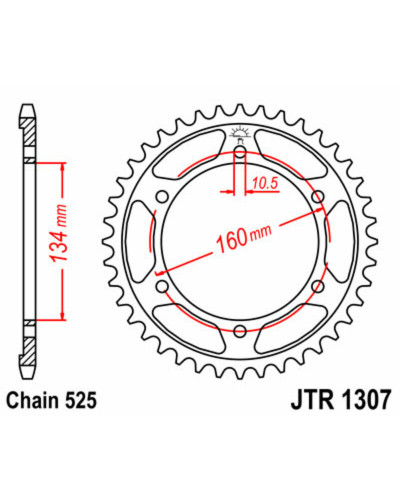 Couronne Moto JT SPROCKETS Couronne JT SPROCKETS 46 dents acier pas 525 type 1307