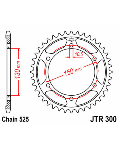 Couronne Moto JT SPROCKETS Couronne JT SPROCKETS 46 dents acier pas 525 type 300