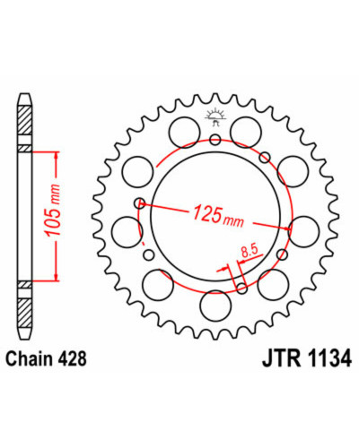 Couronne Moto JT SPROCKETS Couronne JT SPROCKETS 48 dents acier pas 428 type 1134