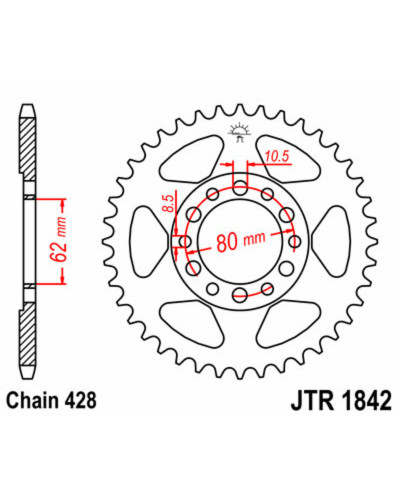 Couronne Moto JT SPROCKETS Couronne JT SPROCKETS 54 dents acier pas 428 type 1842