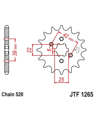 Pignon Moto JT SPROCKETS Pignon JT SPROCKETS 13 dents acier pas 520 type 1265