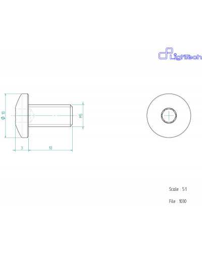 Visserie Moto Standard LIGHTECH Vis LIGHTECH M5 x 10 Type 1030 Ergal argent à l'unité
