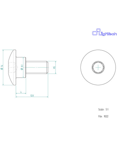 Visserie Moto Standard LIGHTECH Vis LIGHTECH M5 X 12 8 Type 1022 Ergal cobalt à l'unité