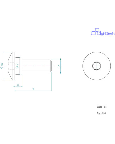Visserie Moto Standard LIGHTECH Vis LIGHTECH M5 X 15 Type 999 Ergal argent à l'unité