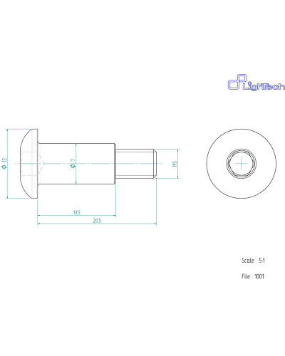 Visserie Moto Standard LIGHTECH Vis LIGHTECH M5 X 20 5 Type 1001 Ergal noir à l'unité