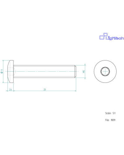 Visserie Moto Standard LIGHTECH Vis LIGHTECH M5 X 25 Type 1009 Ergal noir à l'unité