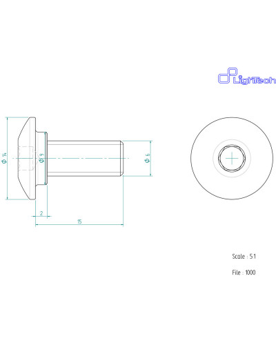 Visserie Moto Standard LIGHTECH Vis LIGHTECH M6 X 15 Type 1000 Ergal or à l'unité