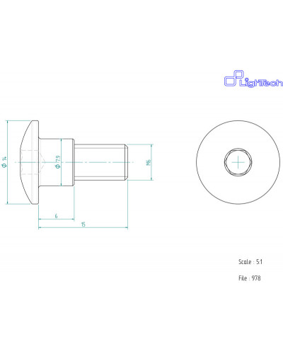 Visserie Moto Standard LIGHTECH Vis LIGHTECH M6 X 15 Type 978 Ergal argent à l'unité