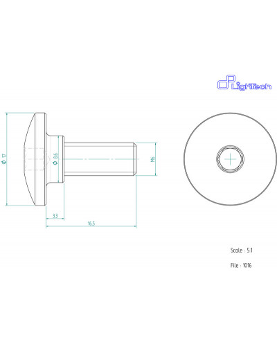 Visserie Moto Standard LIGHTECH Vis LIGHTECH M6 X 16 5 Type 1016 Ergal or à l'unité